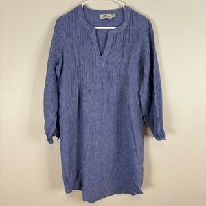 Vineyard Vines Women's Linen St. Barths Pintuck Cover-up Size XS Blue